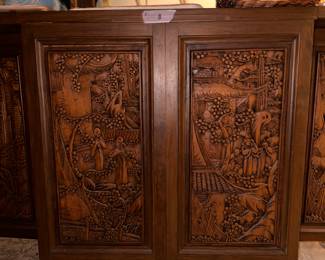 Hand carved oriental folding bar