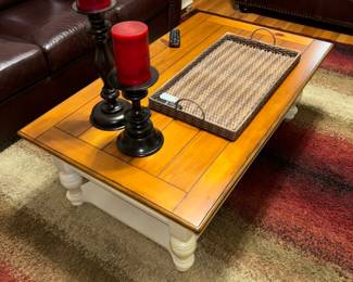 Wood Coffee Table and Decor 