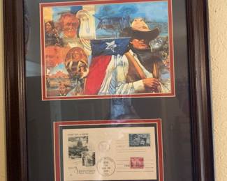 Texas 1956 framed picture and envelope 
