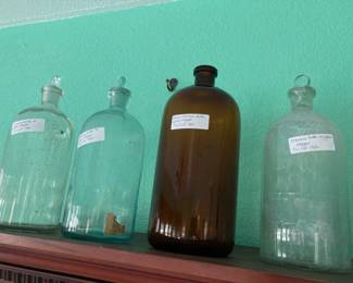 College lab chemical bottles