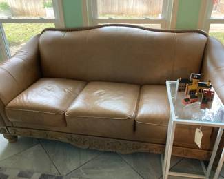 Quality leather and wood sofa