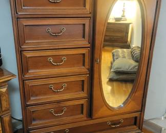 SOLID WOOD LEXINGTON MIRRORED CLOTHES ARMOIRE