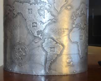 ARTHUR ARMOUR ART DECO HAMMERED ALUMINUM WAST BASKET