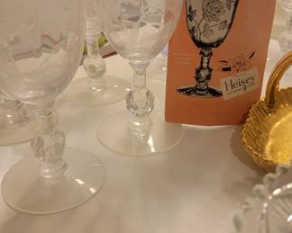 SET OD 8 HEISEY STEMWARE ROSE PATTERN