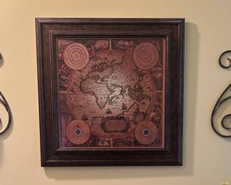 Globe picture with two candle holders done