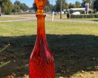 Orange, reddish decanter from Italy 
