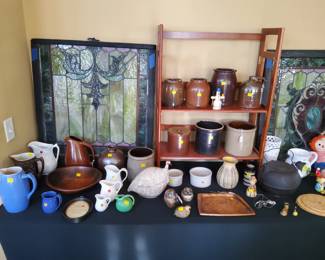 Vintage Pottery and Stain Glass Frames 