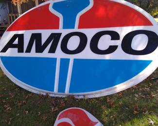 AMOCO Gas Station Advertising Sign with Flame