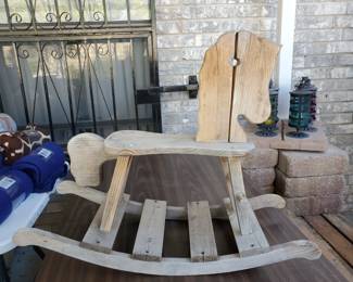 Cute wooden vintage rocking horse