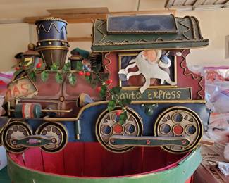 Metal santa in a train