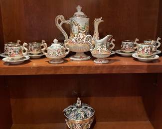 Capodimonte Tea Set and Covered Bowl