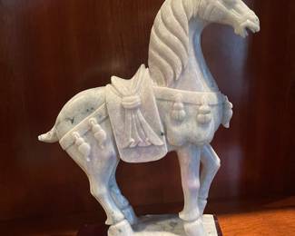 Carved Jade Horse (20" h with Stand 15" w)