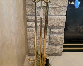 Brass Putter Handle Fireplace Tool Set