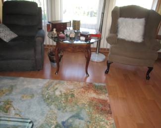 Chair on the left is a lift chair - wing back chair - end table