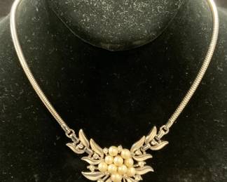 TRIFARI Silver Tone Faux Pearl Choker Necklace
