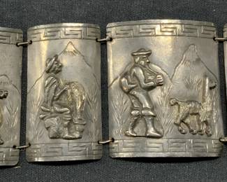 Sterling Silver Peruvian Figure & Alpaca Bracelet
