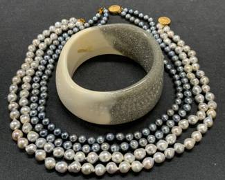 3 Blue & Gray Toned Tahitian Pearl Necklace, More
