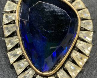 HAR Blue & Colorless Crystal Brooch
