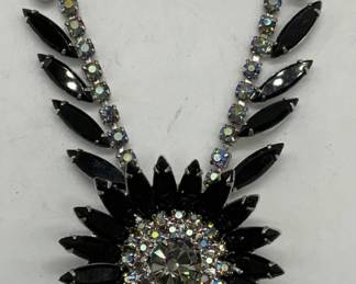 2 Silver Tone Black Crystal Necklace & Earrings
