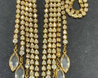 Gold Tone Crystal Pendant Necklace
