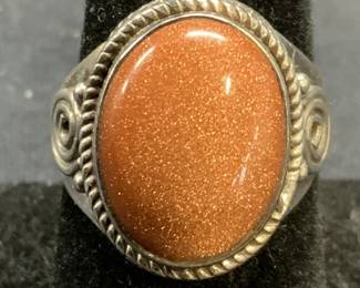 Sterling Silver Goldstone Cocktail Ring
