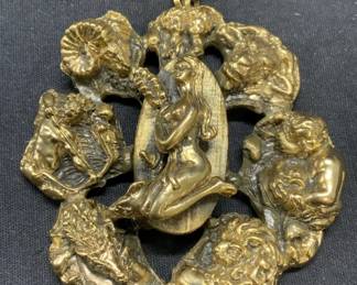 TORTOLANI Gold Tn Zodiac XL Pendant Necklace
