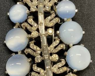 Moonstone Style Crystal Botanical Statement Brooch
