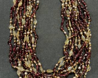 Amethyst & Tahitian Pearl Multi Strand Necklace
