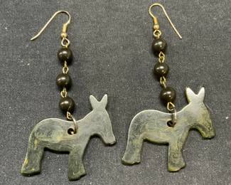 Green Lucite Beaded Donkey Earrings
