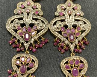 Sterling Silver Garnet Chandelier Earrings
