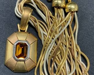 NAPIER Gold Tn Crystal Pendant Necklace
