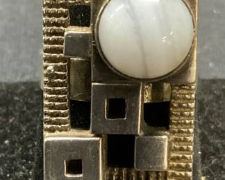 JAYEM Sterling Silver Gemstone Modernist Ring
