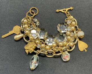 JOHN WIND Gold Tn Crystal Charm Bracelet
