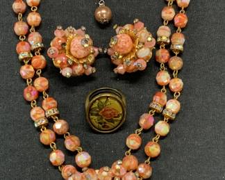 5 HOBE Pink Crystal Necklace & Earrings, More
