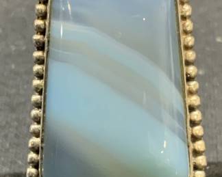 Sterling Silver Dyed Blue Agate Ring
