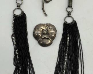 3 DANECRAFT Sterling Silver Flower Brooch, More
