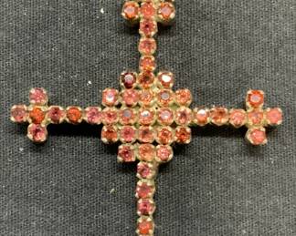 Sterling Silver Reg Gemstone Cross Pendant
