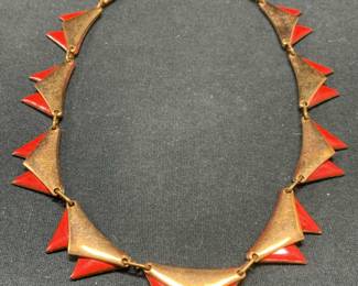 MATISSE Copper Red Enamel Choker Necklace
