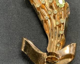 CORO CRAFT Sterling Silver Crystal Wheat Brooch
