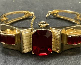 COROCRAFT Gold Tone Red Crystal Bracelet
