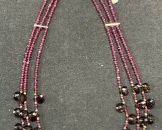 Garnet Gemstone & Sterling Silver Necklace
