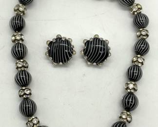 Set2 Art Glass & Crystal Beaded Necklace& Earrings

