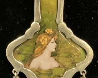 Sterling Silver Enameled Pendant Necklace
