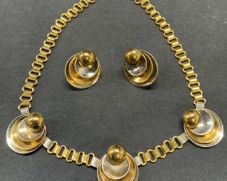 2 KARU Silver & Gold Tn Sculptural Necklace & More
