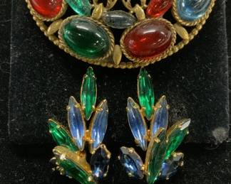 Corocraft Bejeweled Brooch,Crystal Earrings, 4
