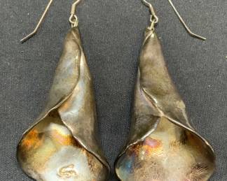 Artisan Sculptural Sterling Silver Flower Earrings
