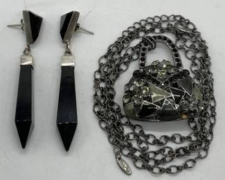 2 Sterling Silver Earrings, VCLM Pendant Necklace
