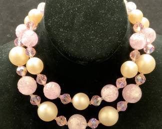 LAGUNA Pink Crystal Faux Pearl Necklace
