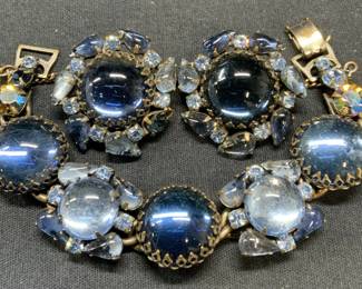 2 WEISS Blue Crystal Bracelet & Earrings Set
