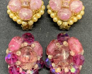 2 HOBE & KRAMER Pink Crystal Earrings
